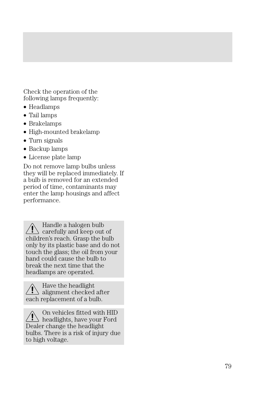 Lights | FORD 2002 Focus v.2 User Manual | Page 79 / 336