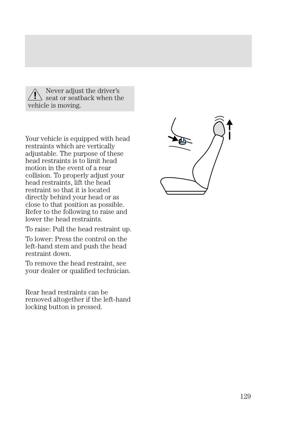 Seating and safety restraints | FORD 2002 Focus v.3 User Manual | Page 129 / 336