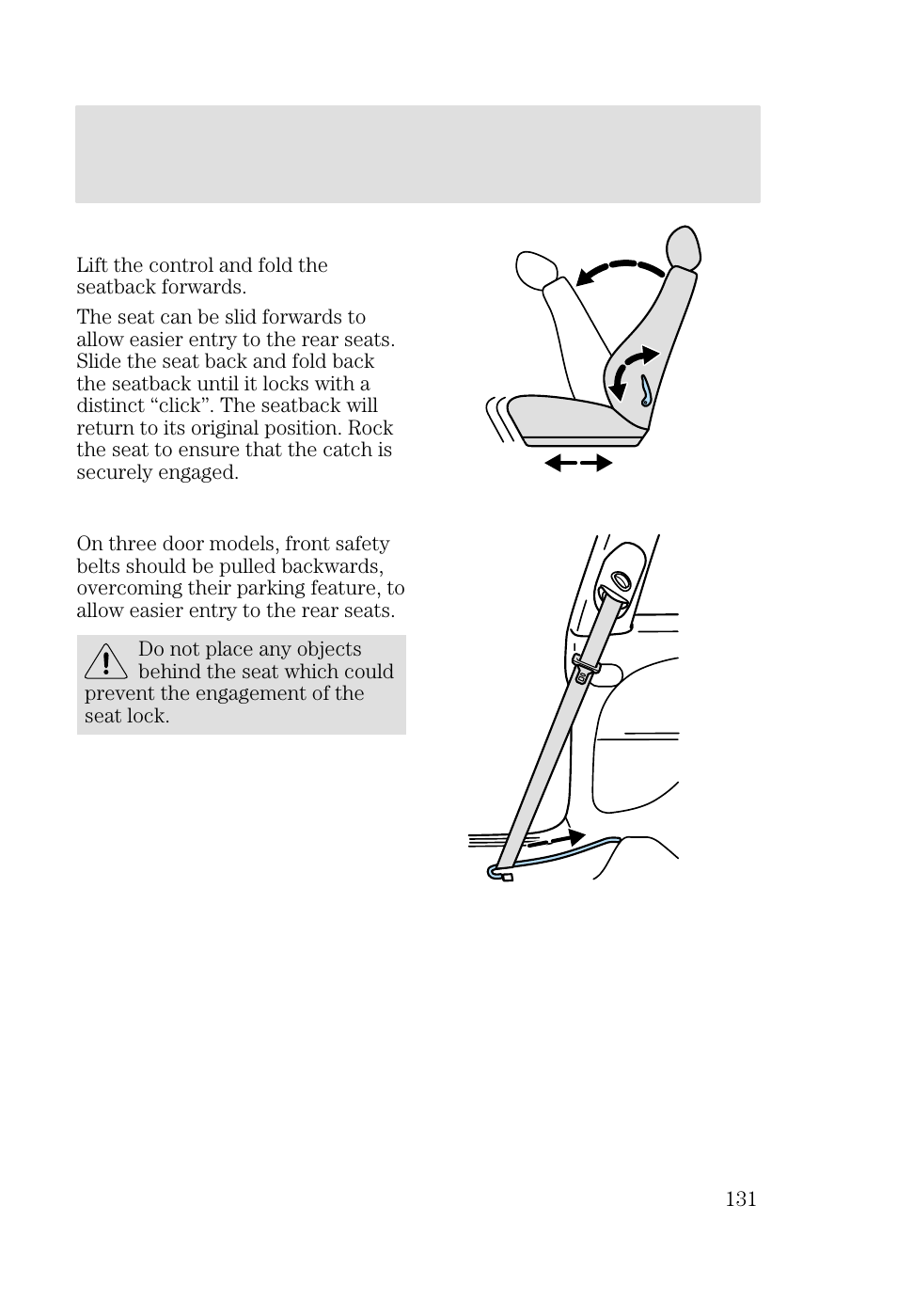 Seating and safety restraints | FORD 2002 Focus v.3 User Manual | Page 131 / 336