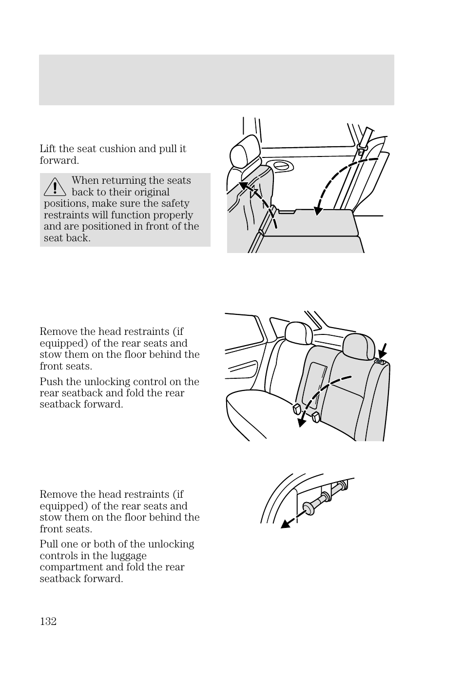 Seating and safety restraints | FORD 2002 Focus v.3 User Manual | Page 132 / 336