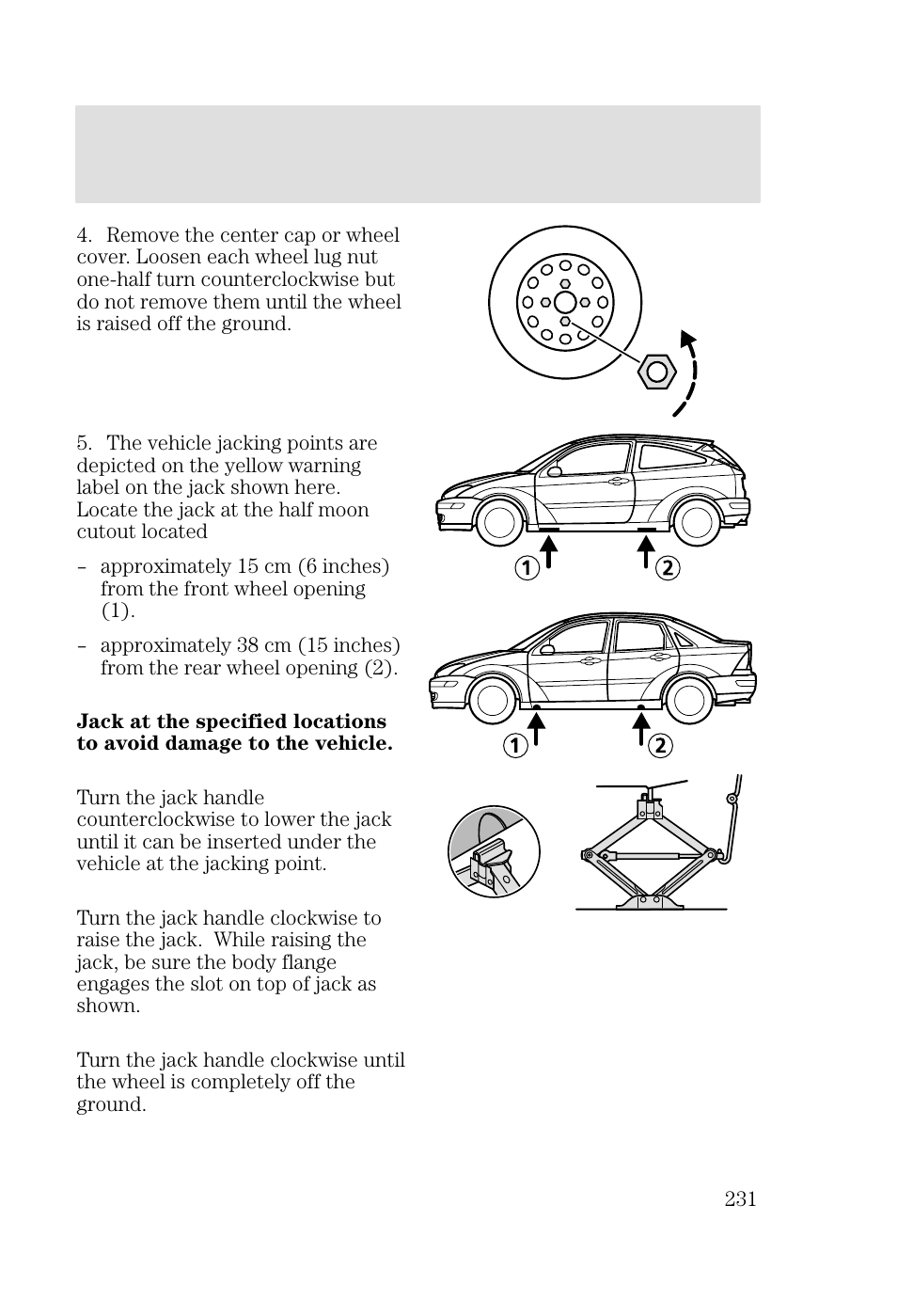 Roadside emergencies | FORD 2002 Focus v.3 User Manual | Page 231 / 336