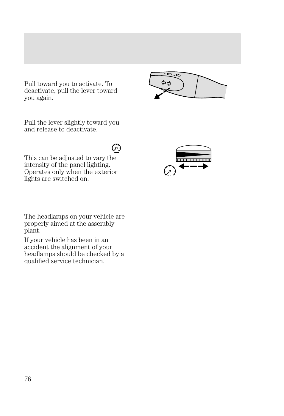 Lights | FORD 2002 Focus v.3 User Manual | Page 76 / 336