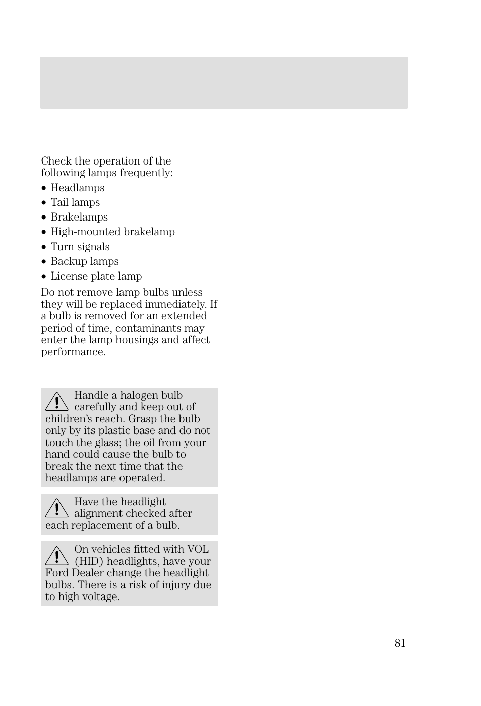 Lights | FORD 2002 Focus v.3 User Manual | Page 81 / 336