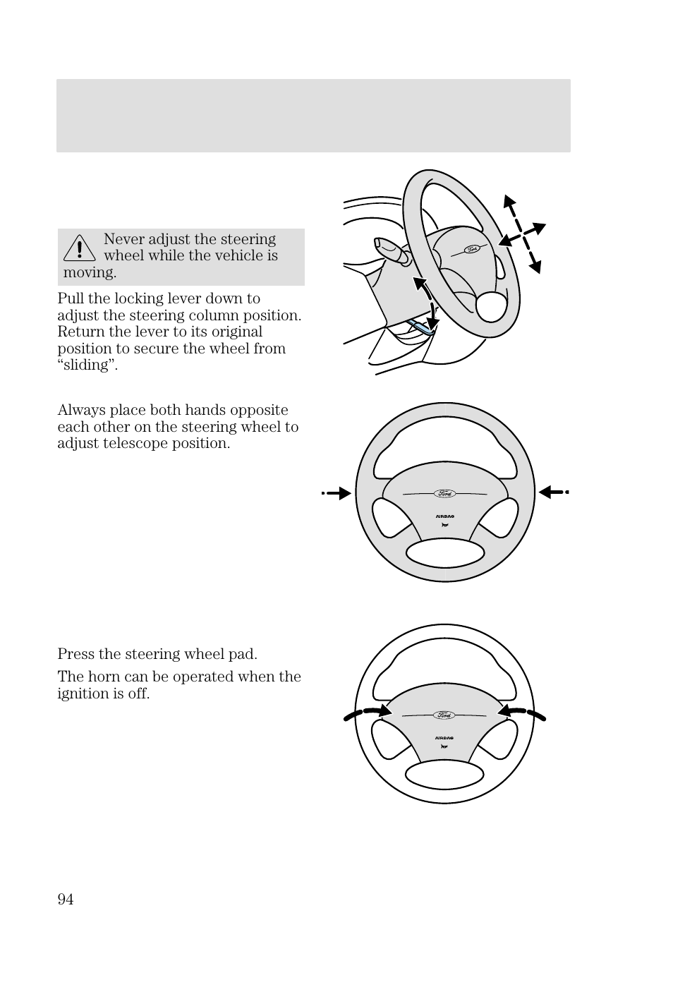 Driver controls | FORD 2002 Focus v.3 User Manual | Page 94 / 336