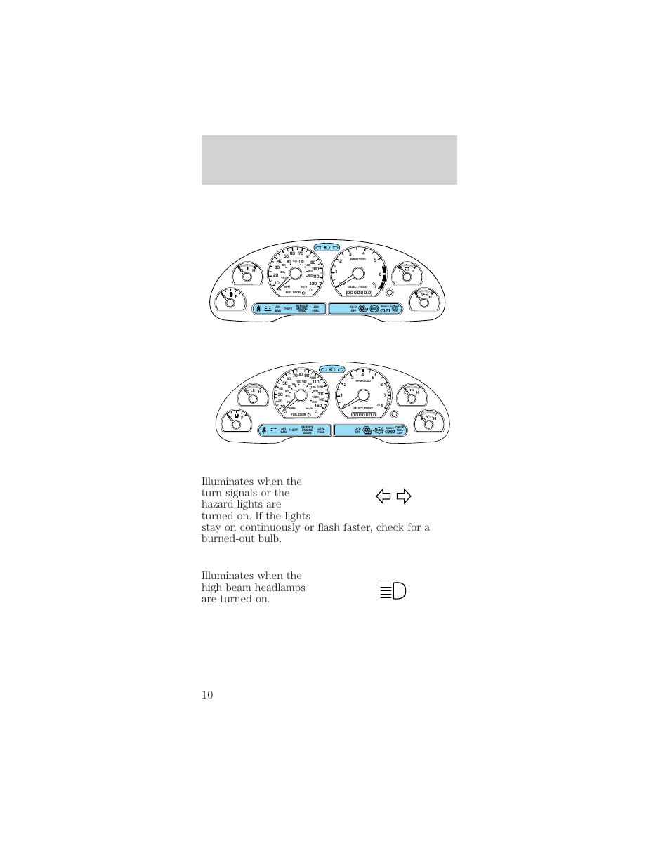 Instrument cluster | FORD 2002 Mustang v.1 User Manual | Page 10 / 264