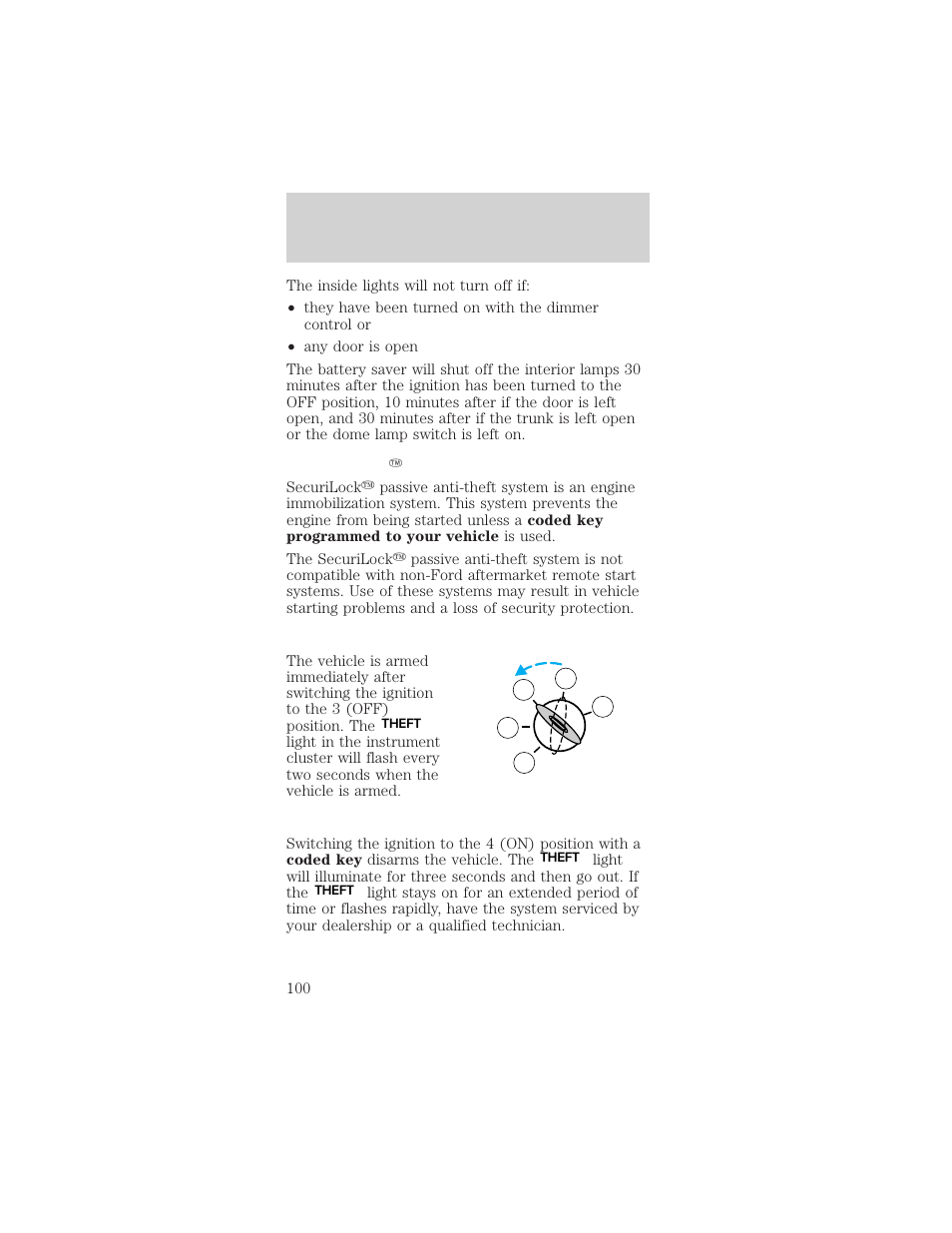 Locks and security | FORD 2002 Mustang v.1 User Manual | Page 100 / 264