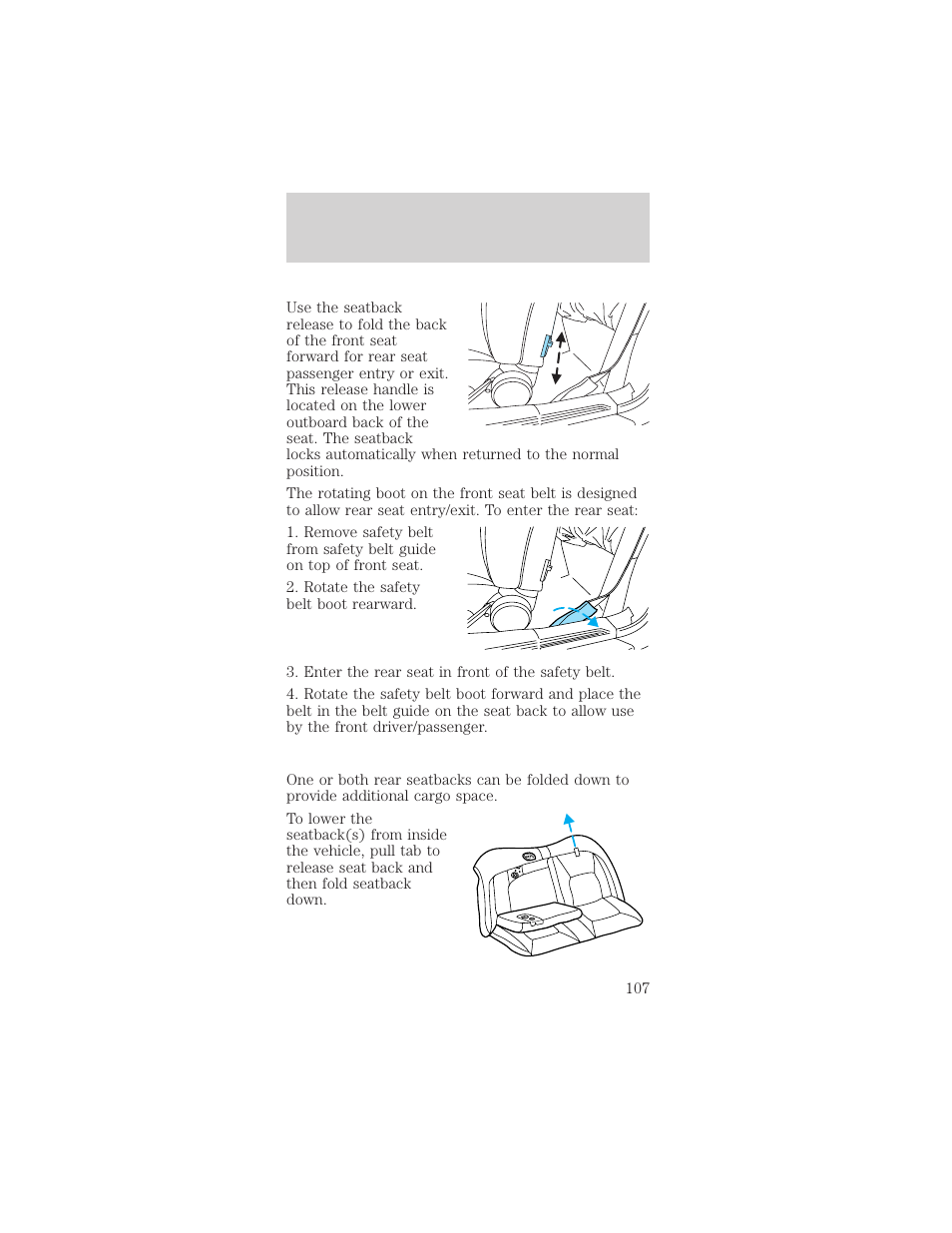 Seating and safety restraints | FORD 2002 Mustang v.1 User Manual | Page 107 / 264