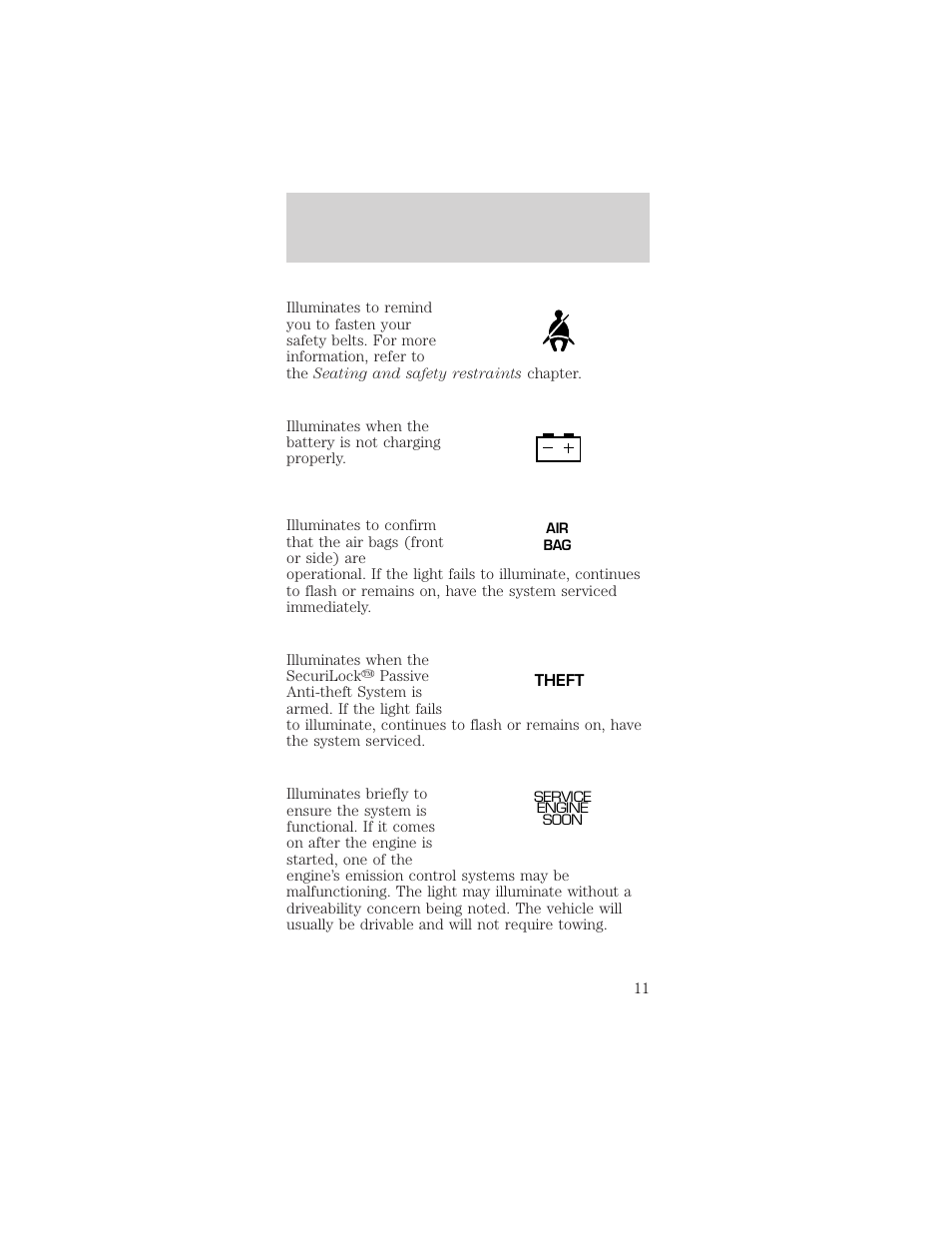 Instrument cluster | FORD 2002 Mustang v.1 User Manual | Page 11 / 264