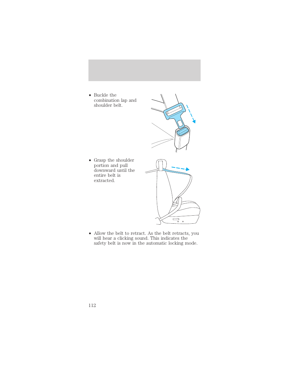 Seating and safety restraints | FORD 2002 Mustang v.1 User Manual | Page 112 / 264