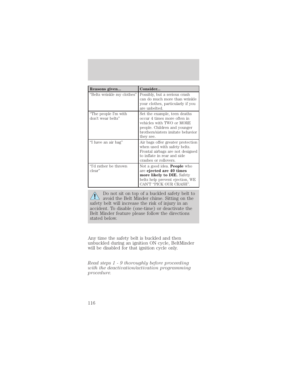Seating and safety restraints | FORD 2002 Mustang v.1 User Manual | Page 116 / 264