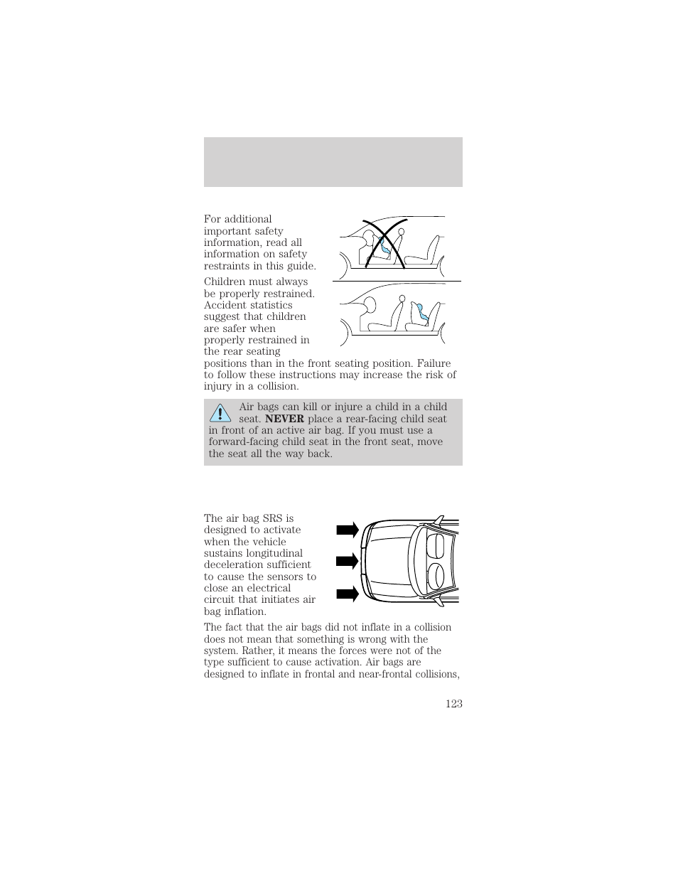 Seating and safety restraints | FORD 2002 Mustang v.1 User Manual | Page 123 / 264