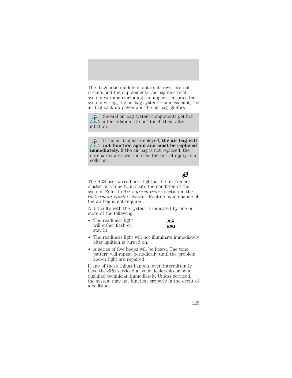 Seating and safety restraints | FORD 2002 Mustang v.1 User Manual | Page 125 / 264