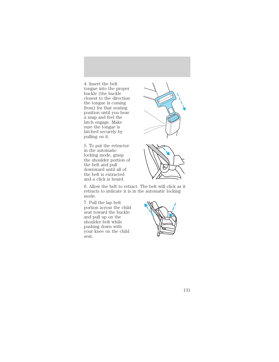 Seating and safety restraints | FORD 2002 Mustang v.1 User Manual | Page 131 / 264