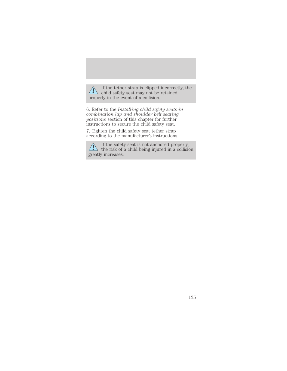 Seating and safety restraints | FORD 2002 Mustang v.1 User Manual | Page 135 / 264