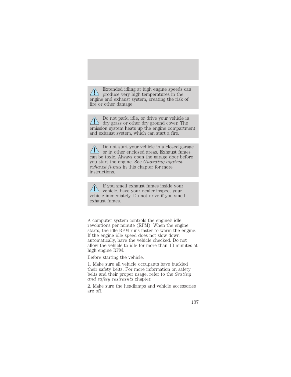 Driving | FORD 2002 Mustang v.1 User Manual | Page 137 / 264