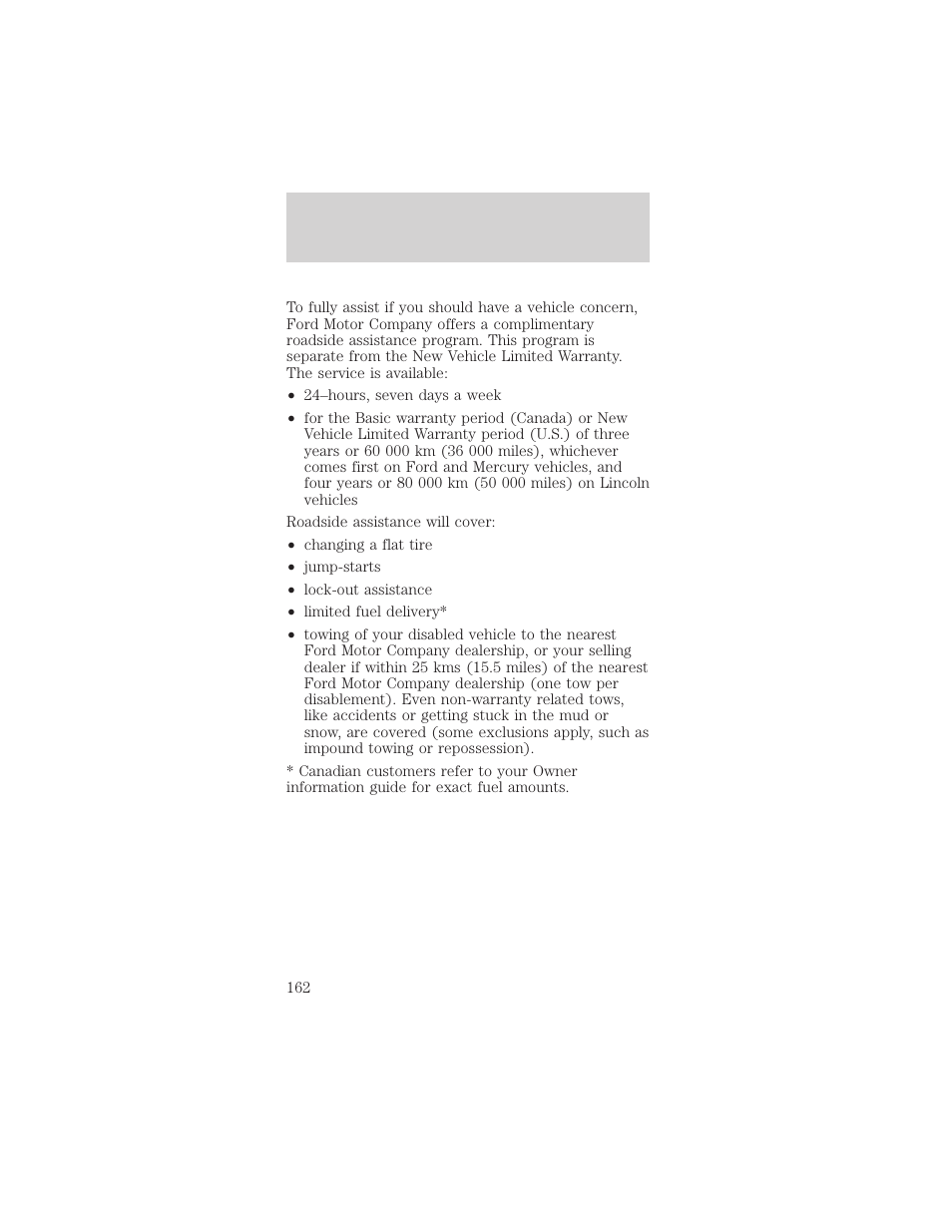 Roadside emergencies | FORD 2002 Mustang v.1 User Manual | Page 162 / 264