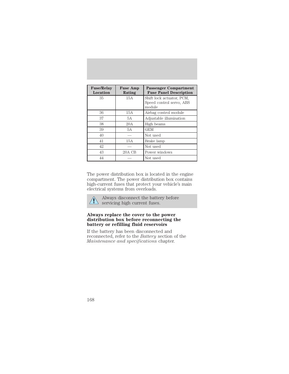 Roadside emergencies | FORD 2002 Mustang v.1 User Manual | Page 168 / 264