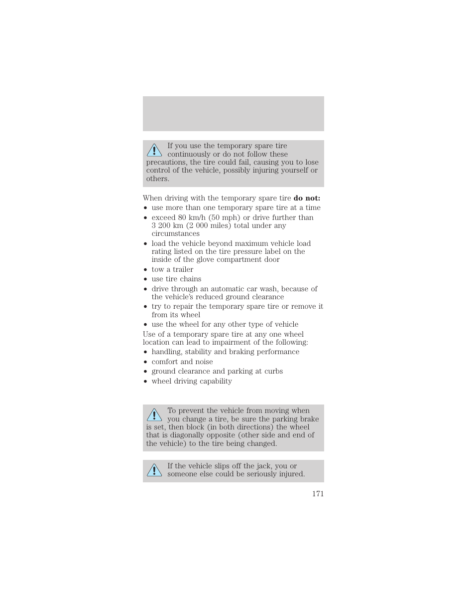 Roadside emergencies | FORD 2002 Mustang v.1 User Manual | Page 171 / 264