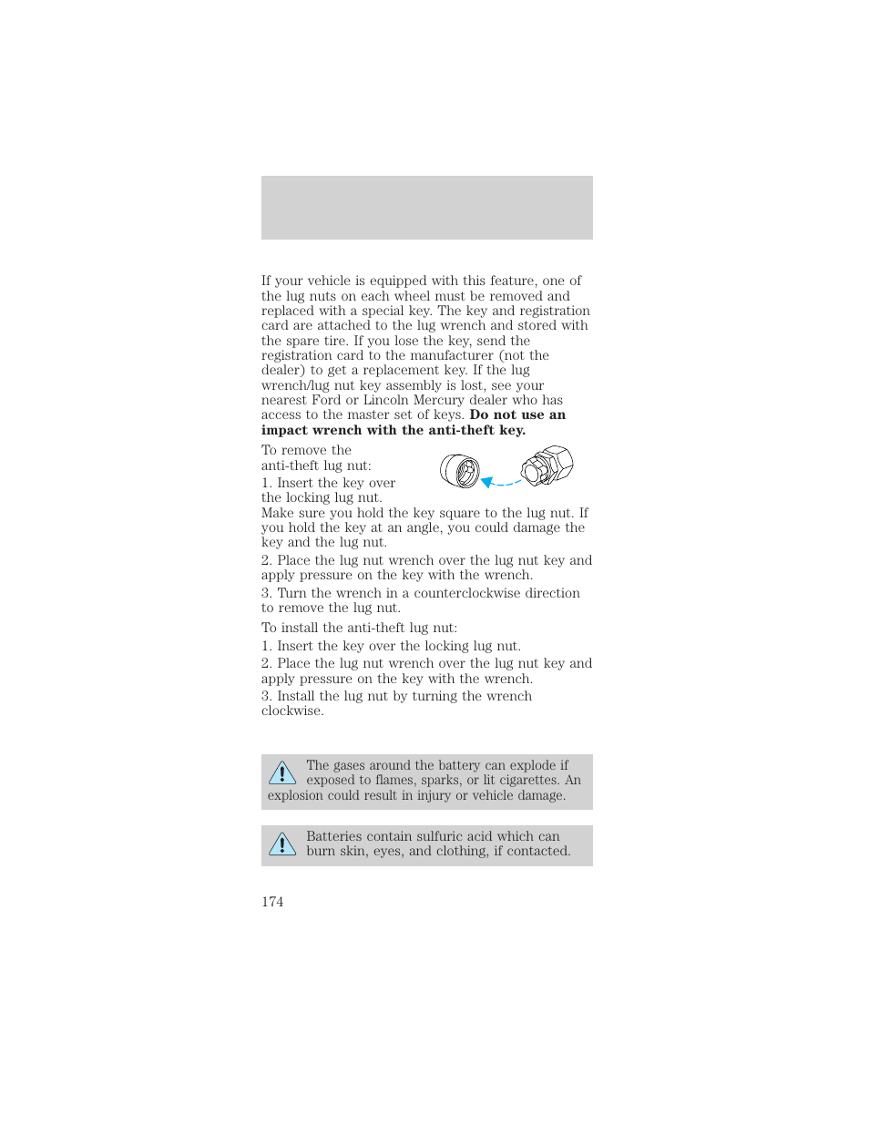 Roadside emergencies | FORD 2002 Mustang v.1 User Manual | Page 174 / 264