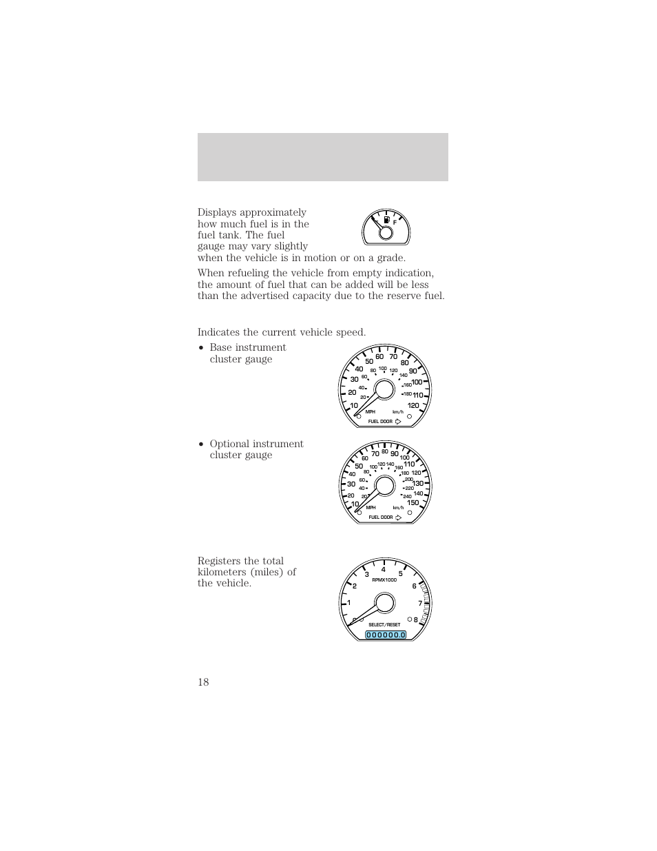 Instrument cluster | FORD 2002 Mustang v.1 User Manual | Page 18 / 264