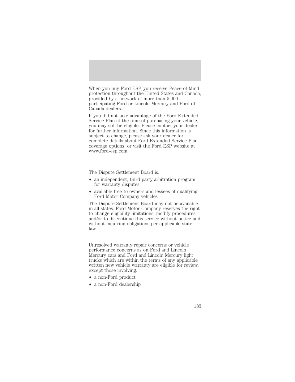 Customer assistance | FORD 2002 Mustang v.1 User Manual | Page 183 / 264