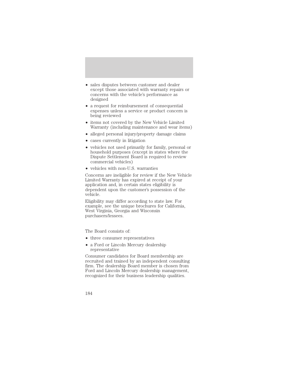Customer assistance | FORD 2002 Mustang v.1 User Manual | Page 184 / 264