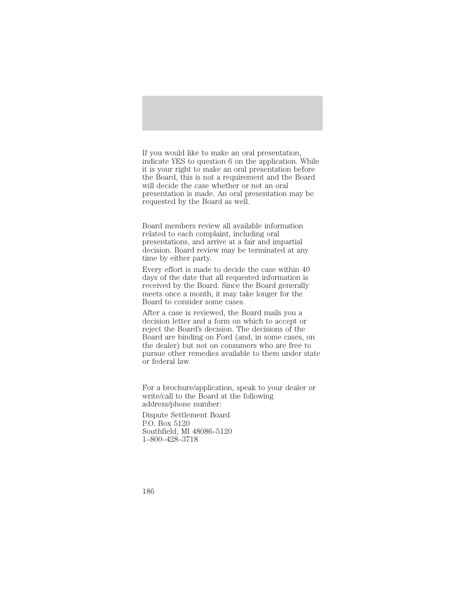 Customer assistance | FORD 2002 Mustang v.1 User Manual | Page 186 / 264