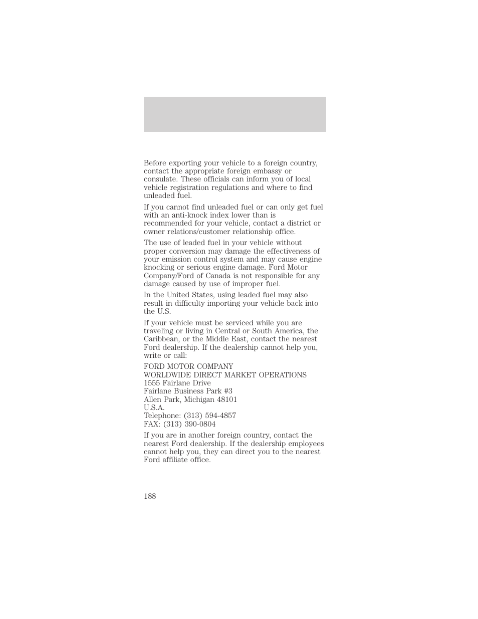 Customer assistance | FORD 2002 Mustang v.1 User Manual | Page 188 / 264