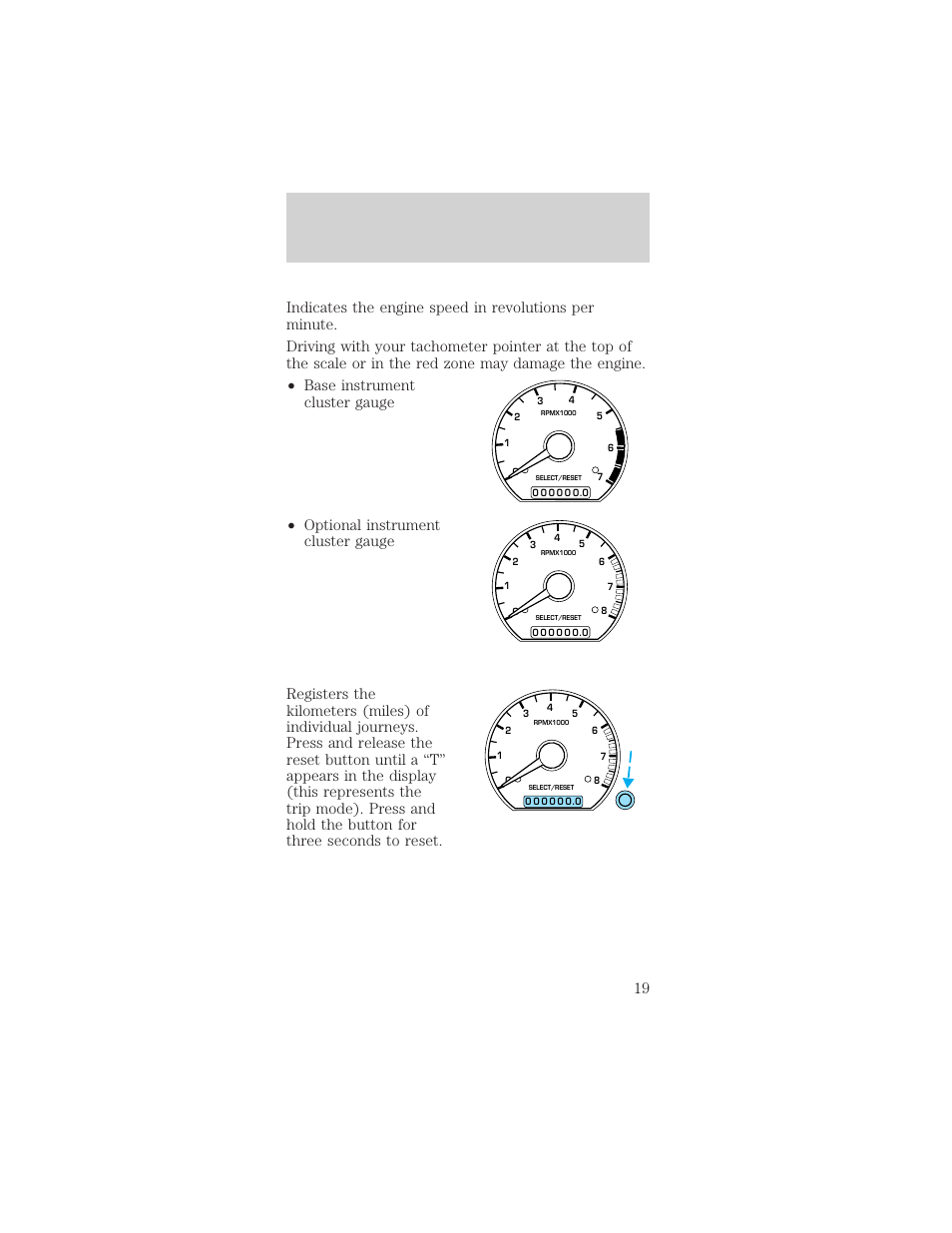 Instrument cluster | FORD 2002 Mustang v.1 User Manual | Page 19 / 264