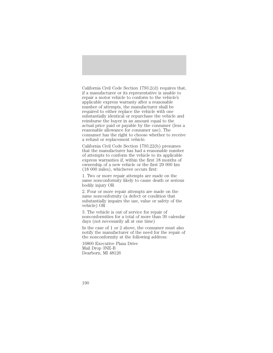 Customer assistance | FORD 2002 Mustang v.1 User Manual | Page 190 / 264