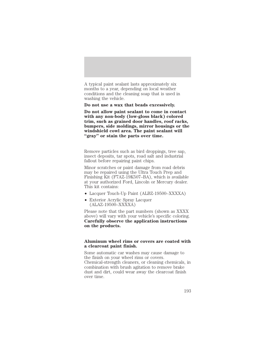 Cleaning | FORD 2002 Mustang v.1 User Manual | Page 193 / 264
