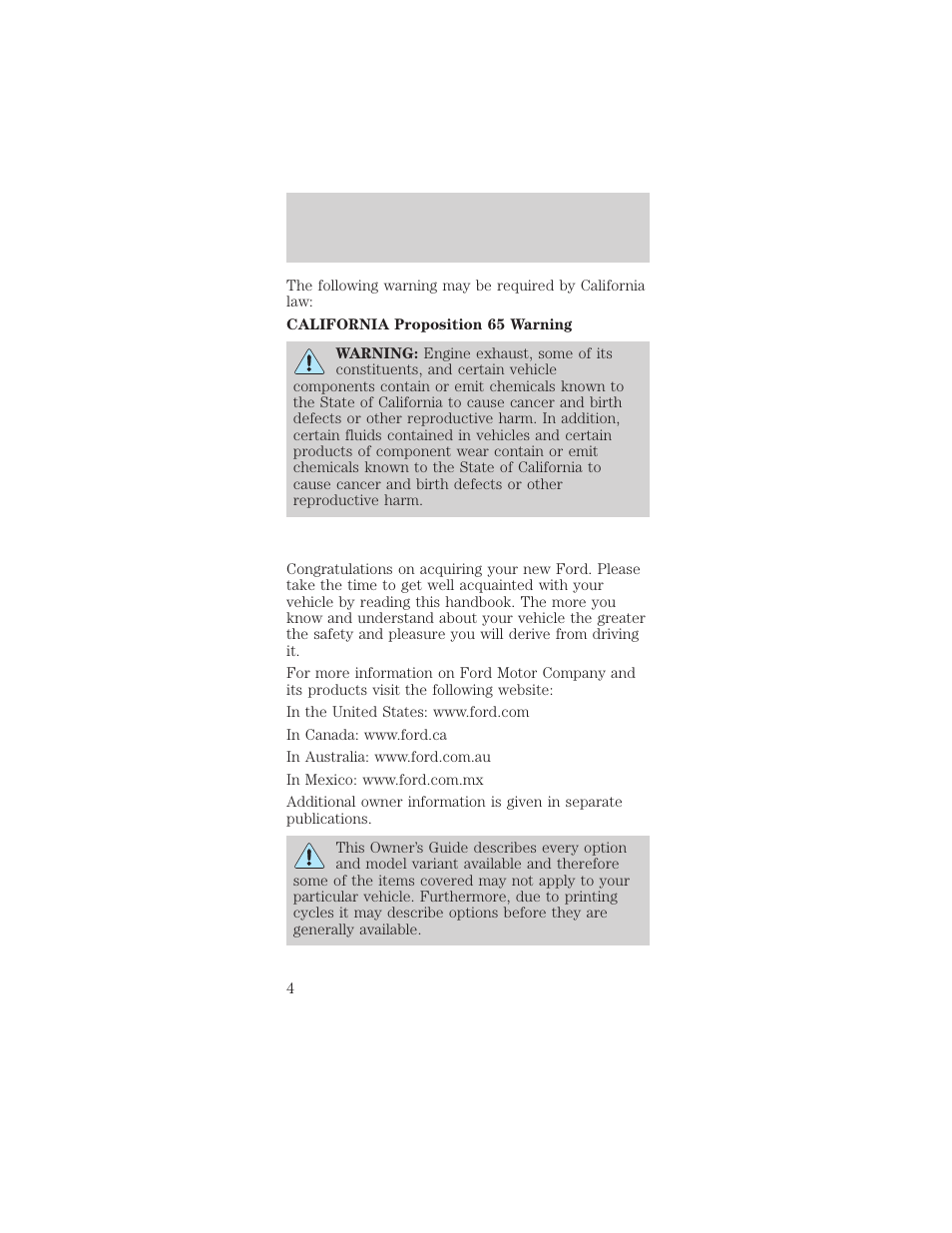 Introduction | FORD 2002 Mustang v.1 User Manual | Page 4 / 264