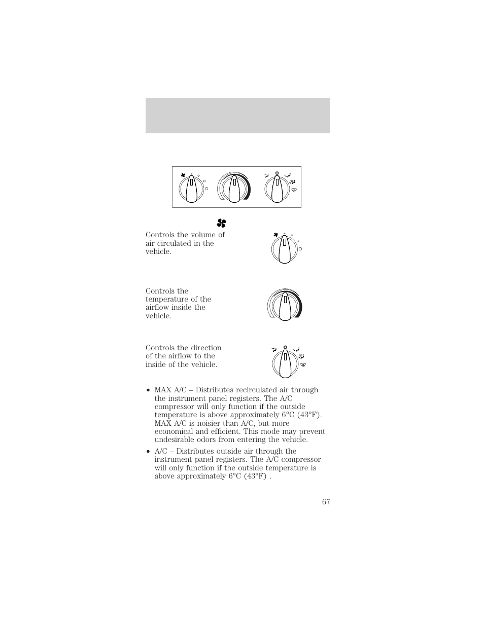 Climate controls | FORD 2002 Mustang v.1 User Manual | Page 67 / 264