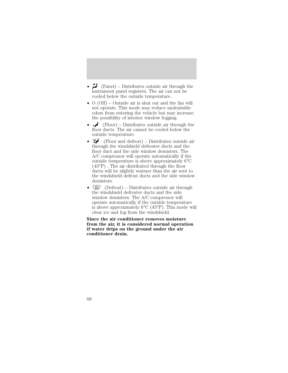 Climate controls | FORD 2002 Mustang v.1 User Manual | Page 68 / 264