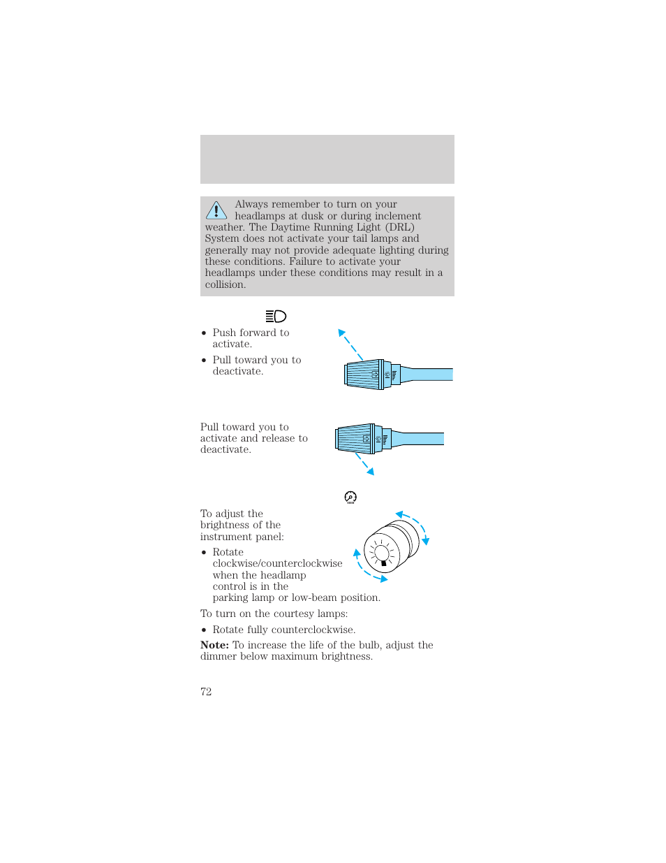 Lights | FORD 2002 Mustang v.1 User Manual | Page 72 / 264