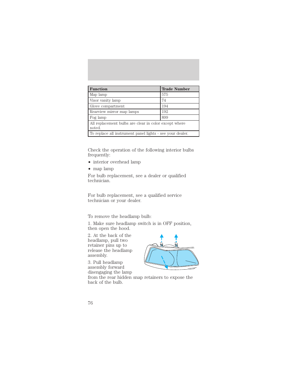 Lights | FORD 2002 Mustang v.1 User Manual | Page 76 / 264