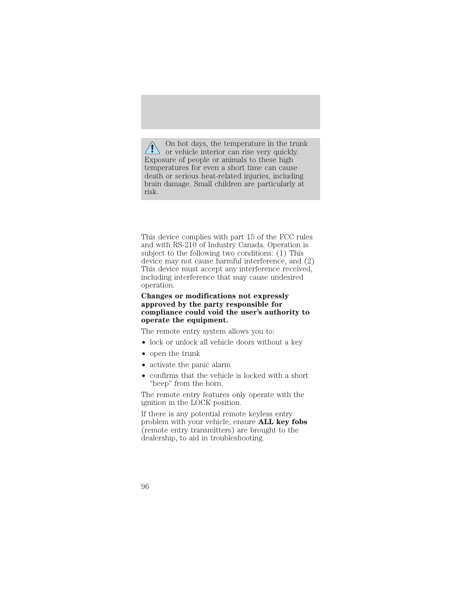 Locks and security | FORD 2002 Mustang v.1 User Manual | Page 96 / 264