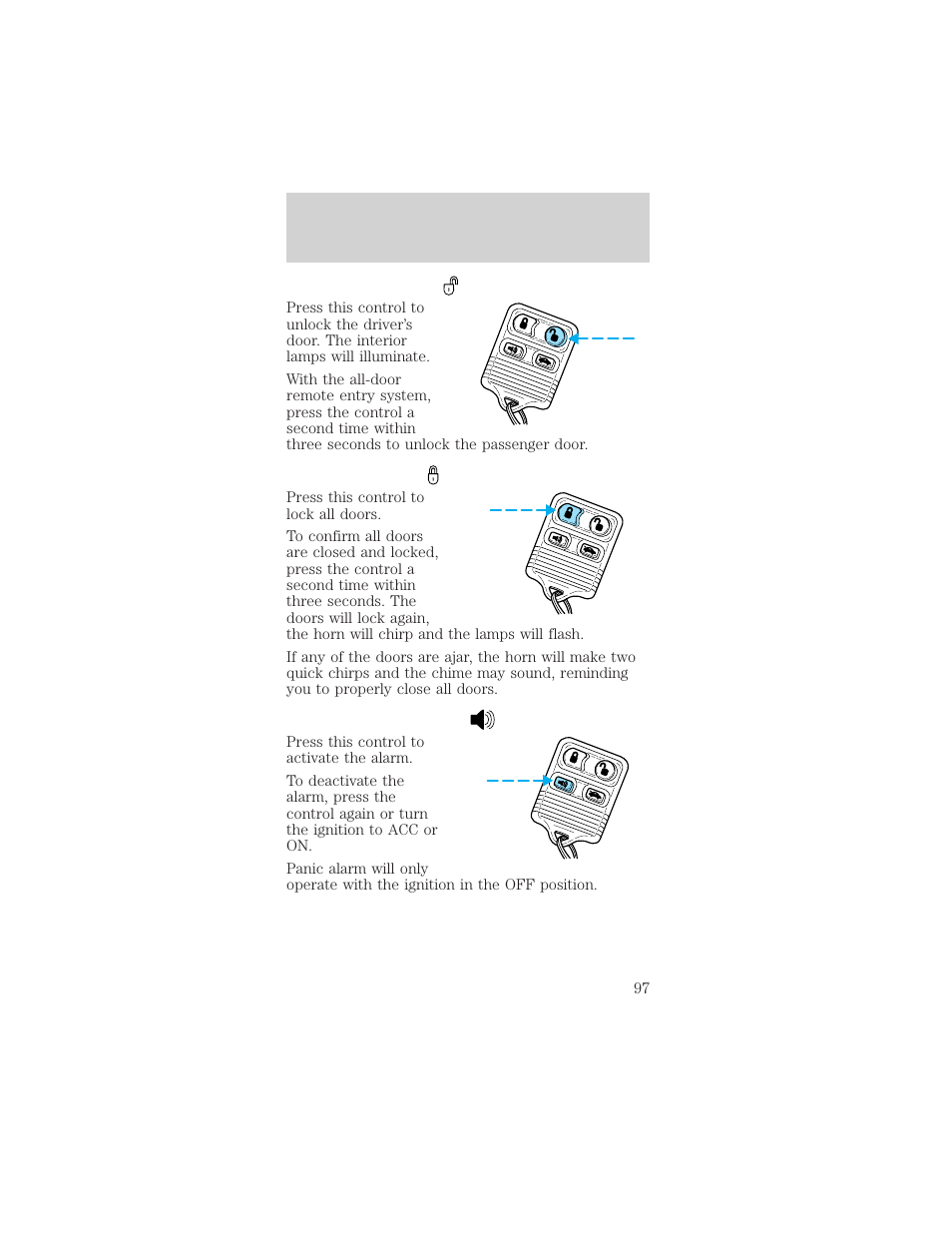 Locks and security | FORD 2002 Mustang v.1 User Manual | Page 97 / 264