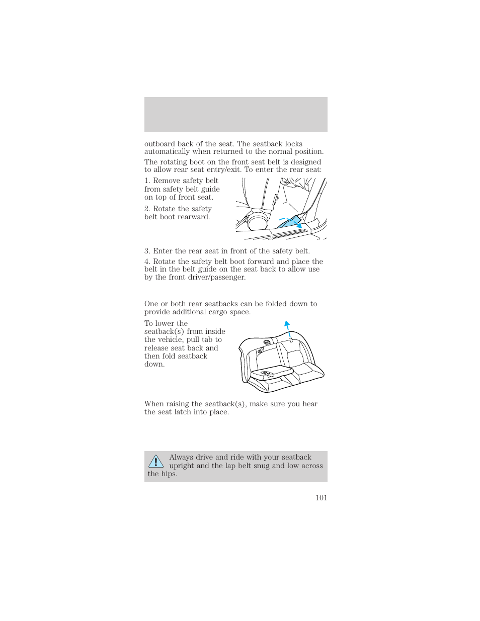 Seating and safety restraints | FORD 2002 Mustang v.2 User Manual | Page 101 / 256