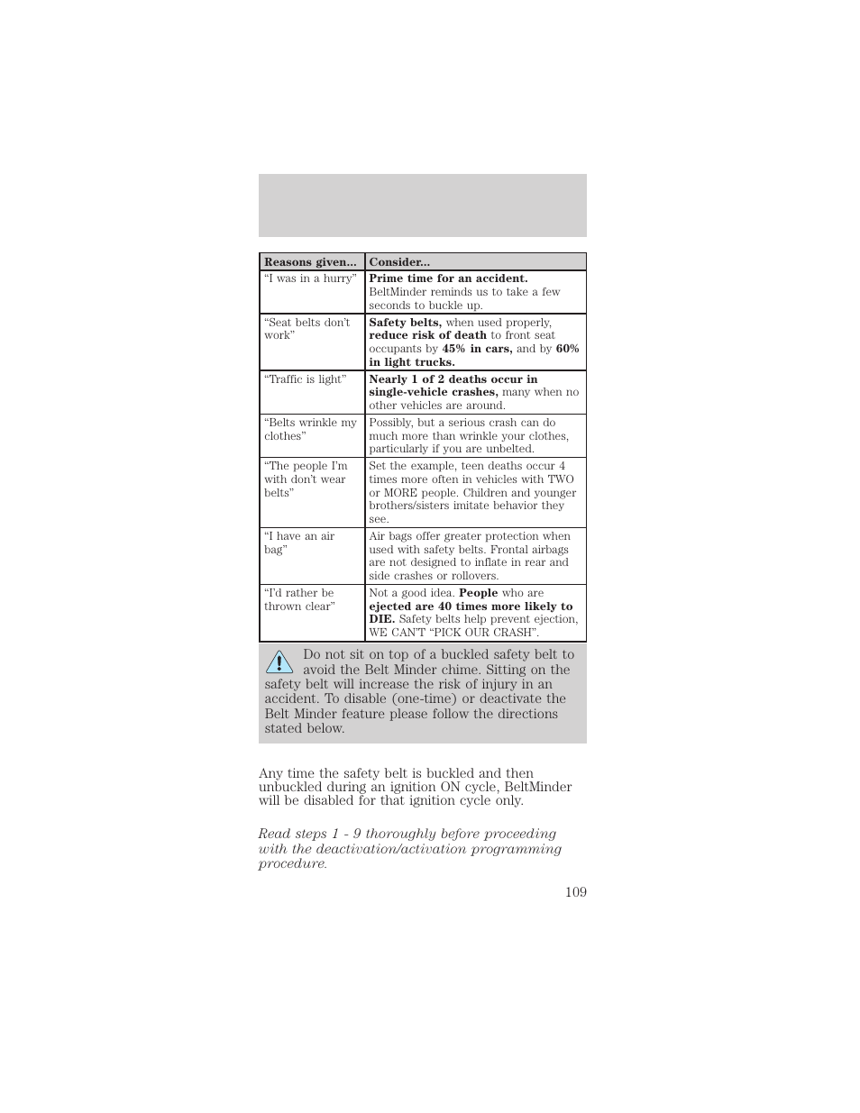 Seating and safety restraints | FORD 2002 Mustang v.2 User Manual | Page 109 / 256