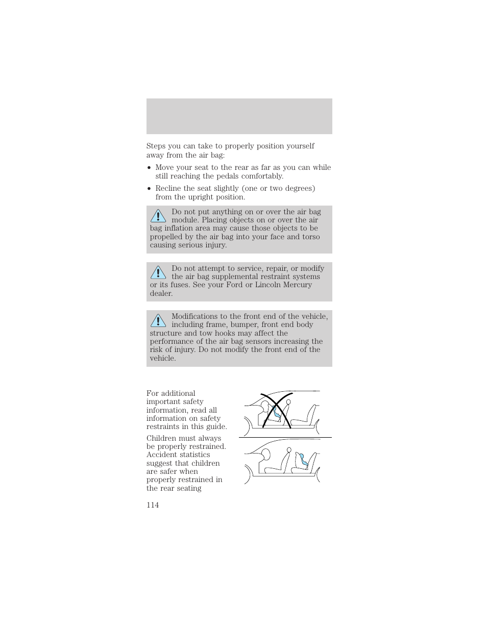 Seating and safety restraints | FORD 2002 Mustang v.2 User Manual | Page 114 / 256