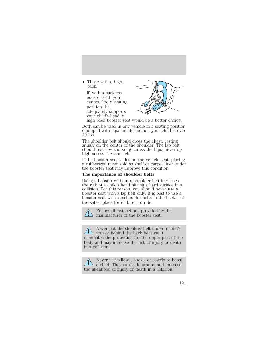 Seating and safety restraints | FORD 2002 Mustang v.2 User Manual | Page 121 / 256