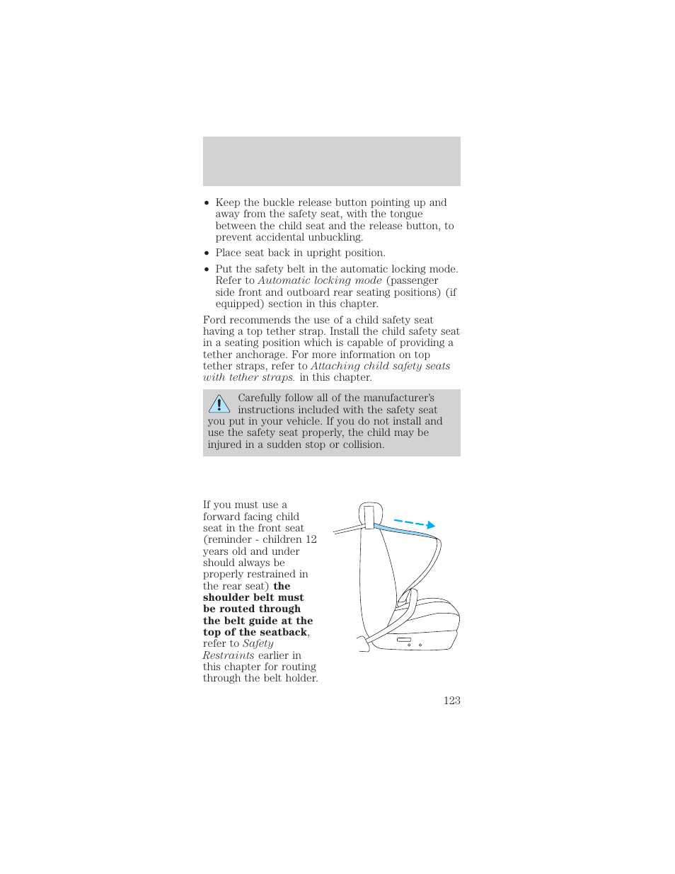 Seating and safety restraints | FORD 2002 Mustang v.2 User Manual | Page 123 / 256