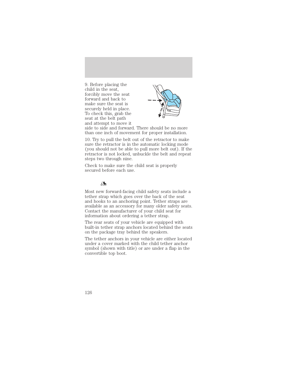 Seating and safety restraints | FORD 2002 Mustang v.2 User Manual | Page 126 / 256