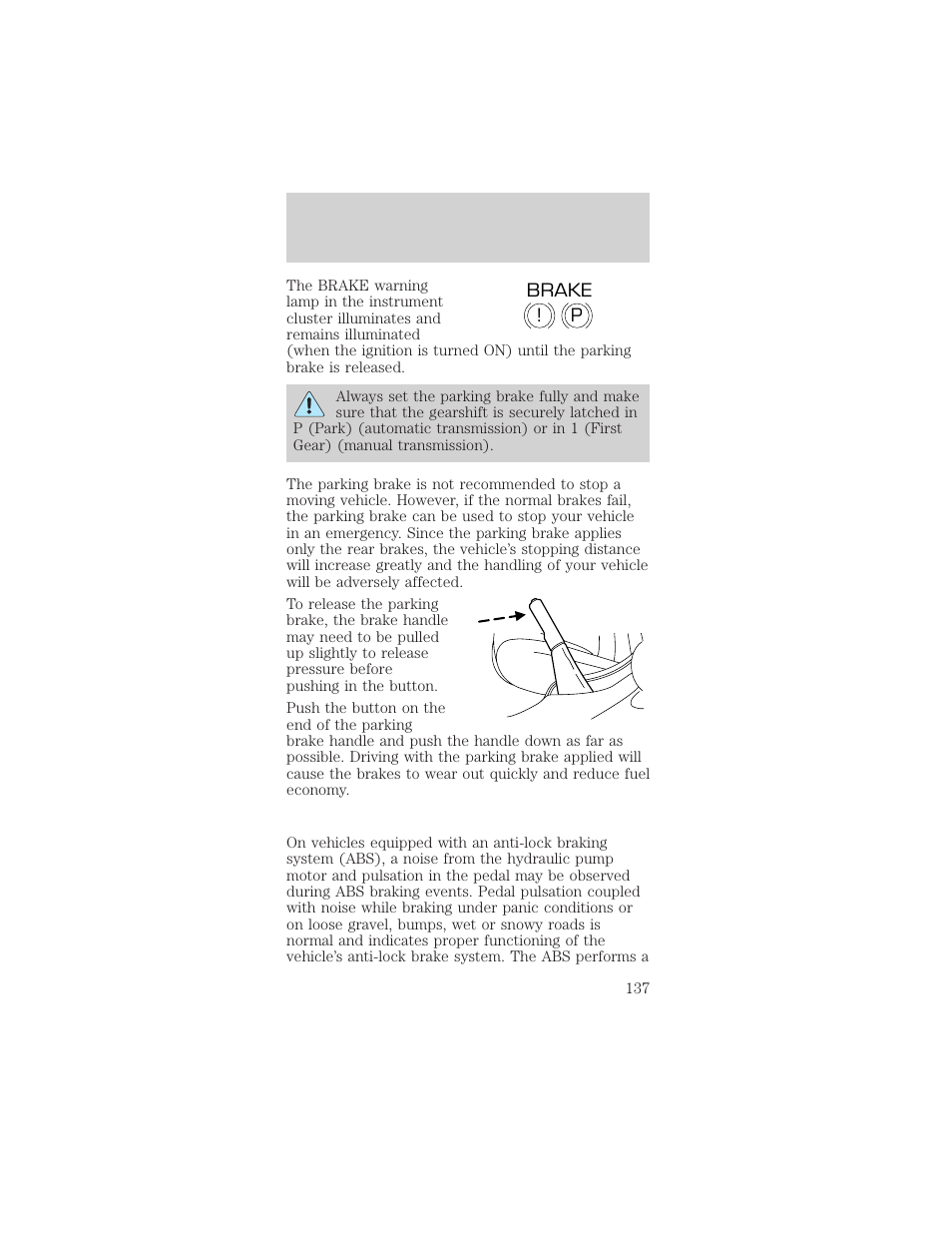 Driving | FORD 2002 Mustang v.2 User Manual | Page 137 / 256