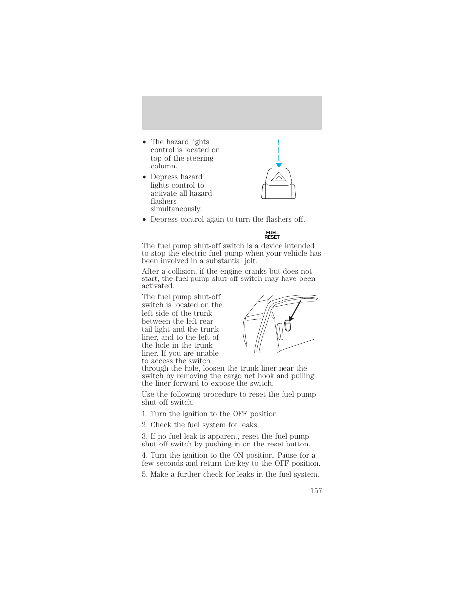 Roadside emergencies | FORD 2002 Mustang v.2 User Manual | Page 157 / 256