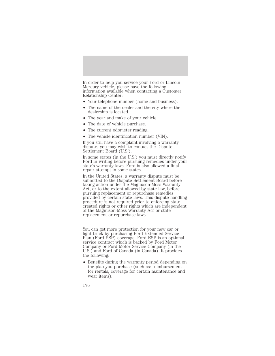 Customer assistance | FORD 2002 Mustang v.2 User Manual | Page 176 / 256