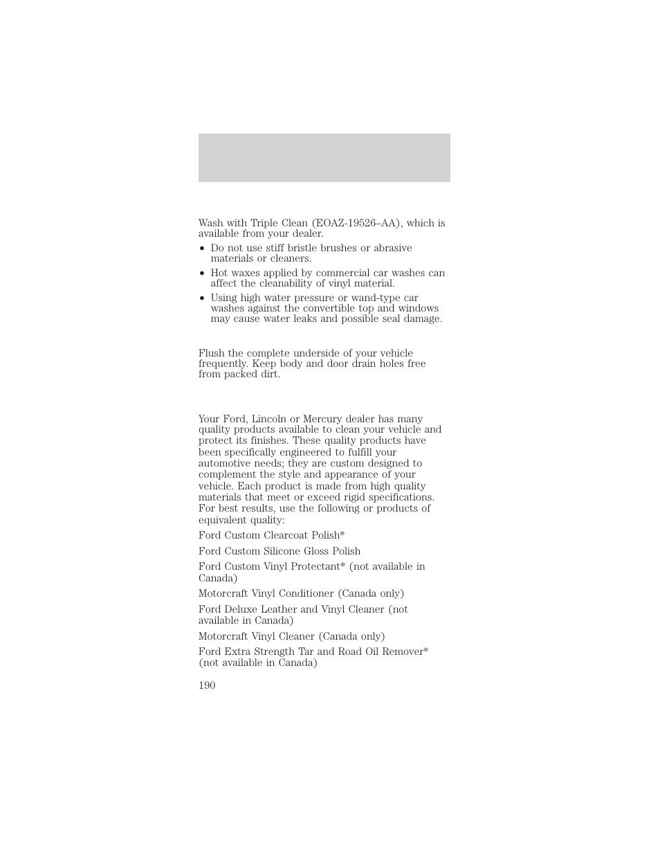 Cleaning | FORD 2002 Mustang v.2 User Manual | Page 190 / 256
