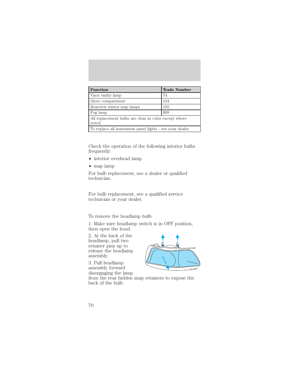 Lights | FORD 2002 Mustang v.2 User Manual | Page 70 / 256