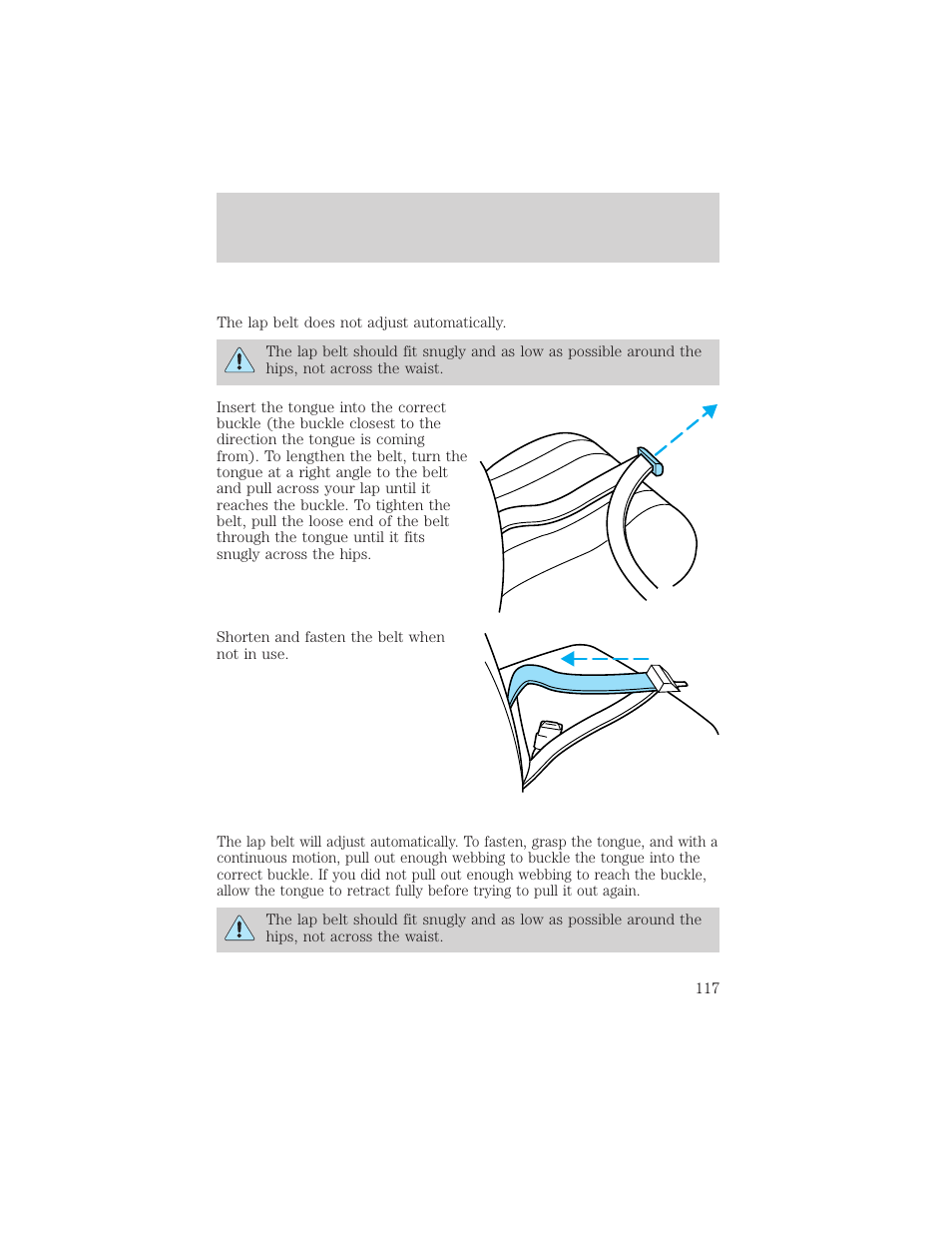 Seating and safety restraints | FORD 2002 Ranger v.1 User Manual | Page 117 / 288